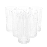 6PCS Glass Set – 400ml | Tall Grid Pattern Drinking Glasses