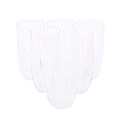 6PCS Glass Set – 355ml | Elegant Vertical Ripple Drinking Glasses