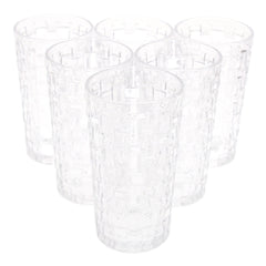 6PCS Glass Set – 400ml | Clear Drinking Glasses with Modern Weave Texture