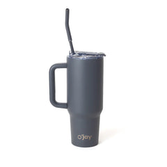 O’jay Matte Charcoal Insulated Tumbler with Handle & Straw – 40oz – SP17927