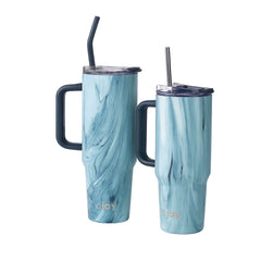 O’jay Aqua Marble Insulated Tumbler with Handle & Straw – 50oz / 40oz – SP17916