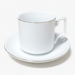 6 pcs Cup & Saucer Set 220ml – White with Gold Rim