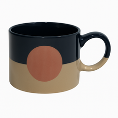 Modern Ceramic Mug 420ml – White & Black Variants with Minimalist Circle Design