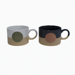 Modern Ceramic Mug 420ml – White & Black Variants with Minimalist Circle Design