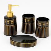 4 Pcs Ceramic Bathroom Set – Soap Dispenser, Toothbrush Holder, Tumbler & Soap Dish – Luxury Design – 2 Colours