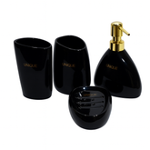 4 Pcs Ceramic Bathroom Set – Soap Dispenser, Toothbrush Holder, Tumbler & Soap Dish – Unique Design – 2 Colours