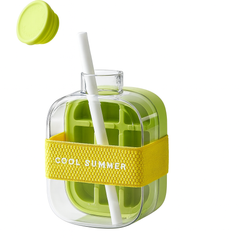 Ice Cube Bottle with Straw – 500ml & 800ml Drink Bottle (Red & Green)