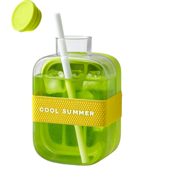 Ice Cube Bottle with Straw – 500ml & 800ml Drink Bottle (Red & Green)