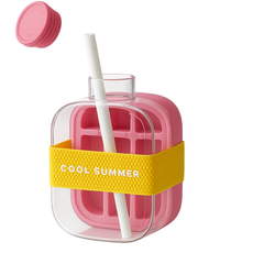 Ice Cube Bottle with Straw – 500ml & 800ml Drink Bottle (Red & Green)