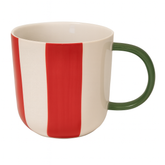480ML Striped Ceramic Mug – Yellow, Green, or Red Variant with Dual Tone Handle