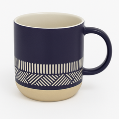1pc 360ml Ceramic Mug with Geometric Patterns – White, Blue & Black Variants – Modern Coffee & Tea Cups