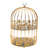 Decorative Cage‑Style Serving Stand – 2‑Tier with Crystal Knob & Gold Frame