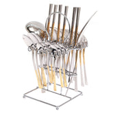26Pcs Cutlery Set W/Stand Golden & Silver