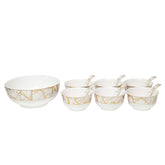 Embossed Soup Set 14Pcs White