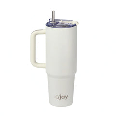 O’jay Matte White Insulated Tumbler with Handle & Straw – 50oz – SP17921