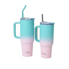 O’jay Aqua & Pink Ombre Insulated Tumbler with Handle & Straw – 50oz / 40oz – SP17920