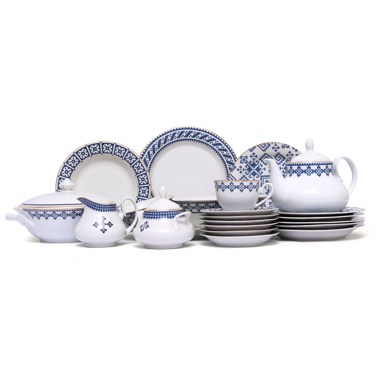 45Pcs Dinner Set Blue Sapphire