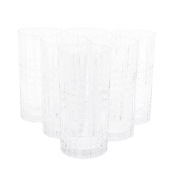 6PCS Glass Set – 400ml | Tall Grid Pattern Drinking Glasses