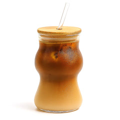 Glass Tumbler with Bamboo Lid & Straw – 450ml
