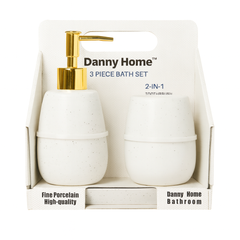 3 Pcs Bathroom Accessory Set – Soap Dispenser, Tumbler & Soap Dish