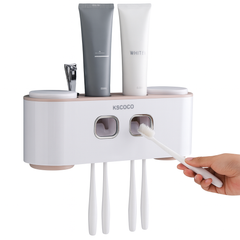 ECOCO Family Toothbrush Rack (E1802) – Wall-Mounted Toothbrush & Toothpaste Dispenser Organizer
