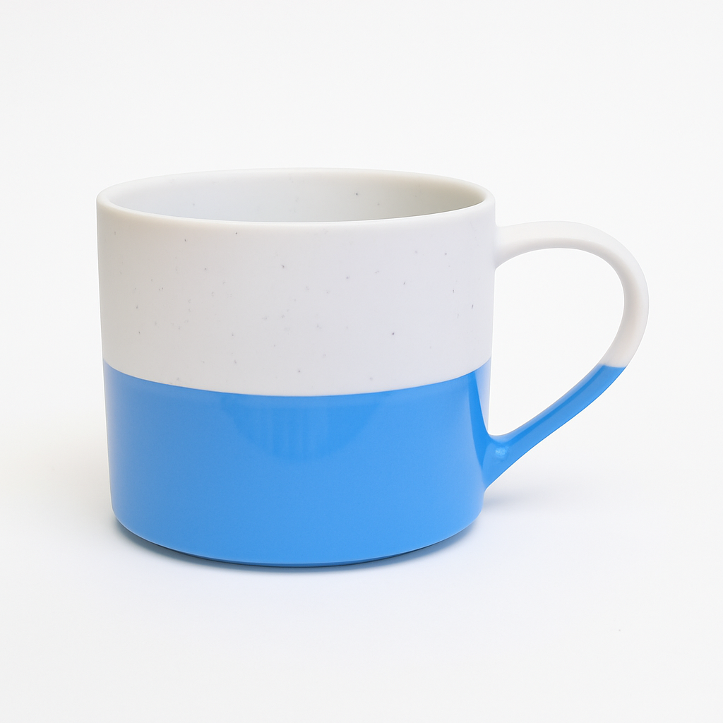 Title: White & Blue Ceramic Mug – 400ml | Modern Two-Tone Coffee & Tea Cup