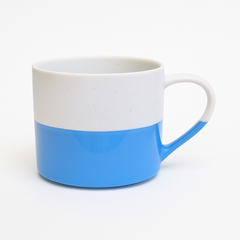 Title: White & Blue Ceramic Mug – 400ml | Modern Two-Tone Coffee & Tea Cup