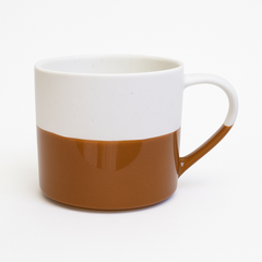 Modern Ceramic Mug – Two-Tone White & Brown Coffee Cup, 350ml