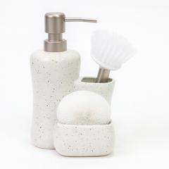 3 Pcs Attached Soap Dispenser Set with Holder – Ceramic Bathroom Accessory – 2 Colours