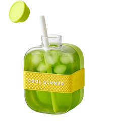 Ice Cube Bottle with Straw – 500ml & 800ml Drink Bottle (Red & Green)