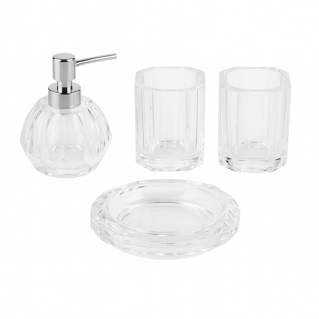 Transparent Pumpkin-Shaped Toiletries Set – 4 Pieces (Acrylic)