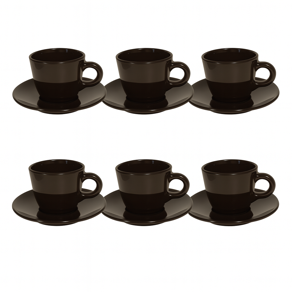 6 Pcs Cup & Saucer Set – Black