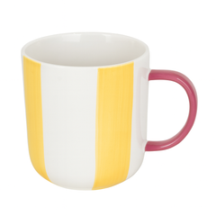 480ML Striped Ceramic Mug – Yellow, Green, or Red Variant with Dual Tone Handle