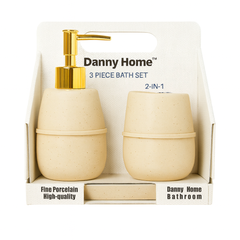 3 Pcs Bathroom Accessory Set – Soap Dispenser, Tumbler & Soap Dish