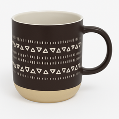 1pc 360ml Ceramic Mug with Geometric Patterns – White, Blue & Black Variants – Modern Coffee & Tea Cups