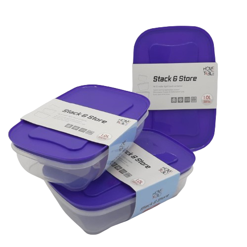 H&T Storage Rectangular Box 3Pc Set(1Ltr*3)