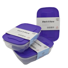 H&T Storage Rectangular Box 3Pc Set(1Ltr*3)