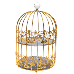 Decorative Cage‑Style Serving Stand – 2‑Tier with Crystal Knob & Gold Frame