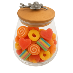 Decorative Glass Storage Jar with Wooden Lid – Small