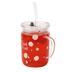 Juice Mug – Transparent with Fruit Design & Lid