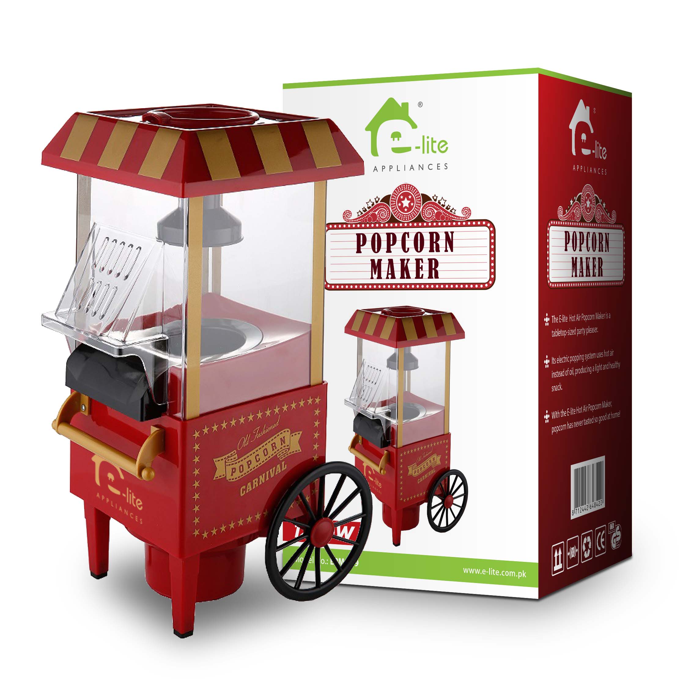 E-LITE POPCORN MAKER- 1 YEARS WARRANTY