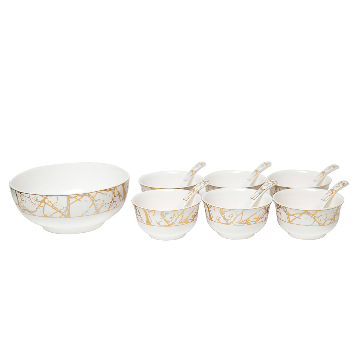 Embossed Soup Set 14Pcs White