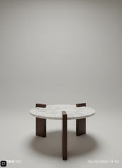 Coffee & Center Tables Travertine & Marble Tops with Wood Bases