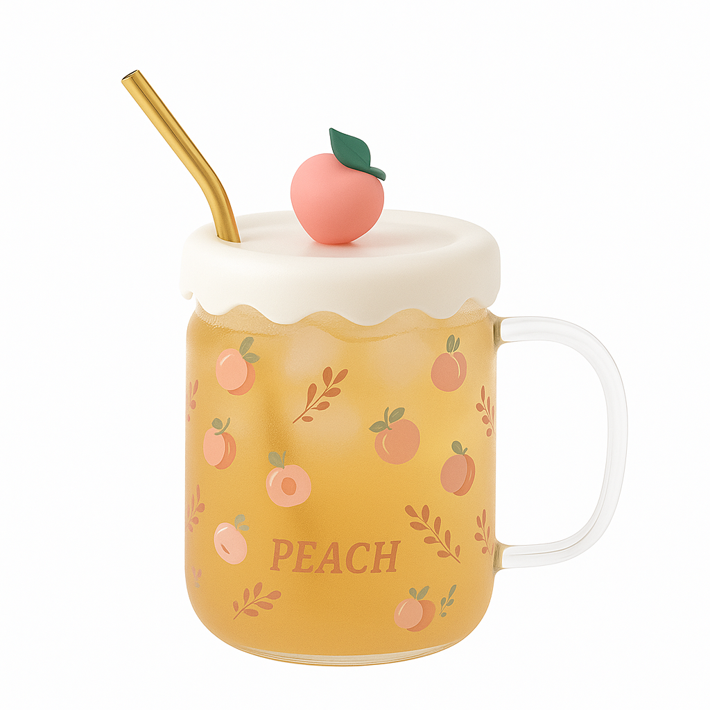 Fruit Mug – Transparent with Fun Fruit Design & Lid