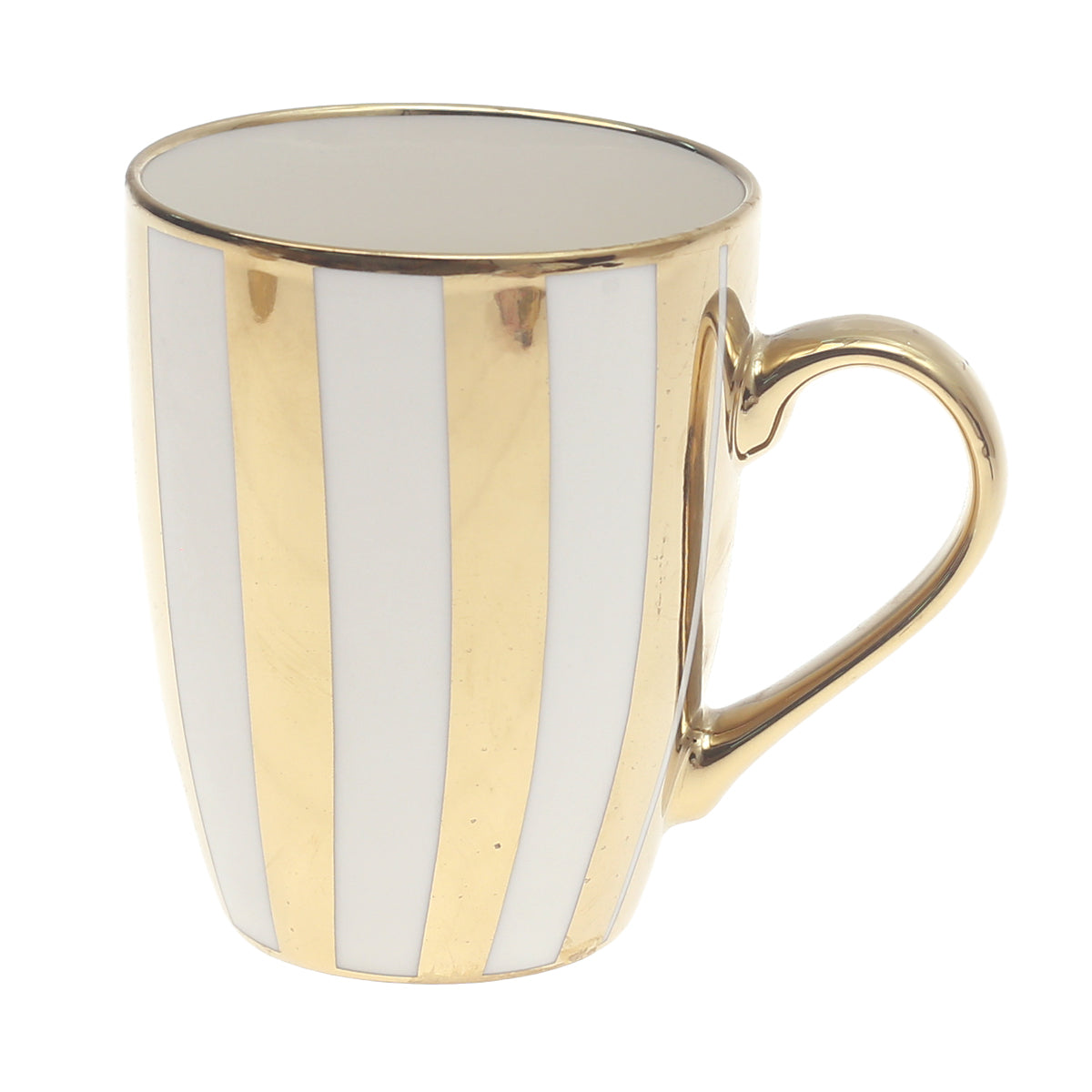 Gold Striped Ceramic Mug 350ml – Luxe Drinkware for Coffee & Tea
