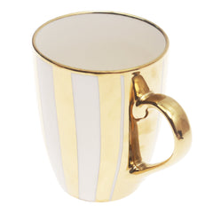 Gold Striped Ceramic Mug 350ml – Luxe Drinkware for Coffee & Tea