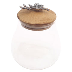 Decorative Glass Storage Jar with Wooden Lid – Small