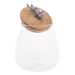 Decorative Glass Storage Jar with Wooden Lid – Small