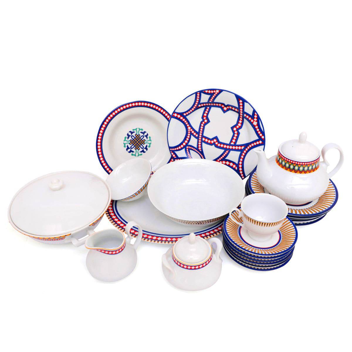 45Pcs Dinner Set (Diamond Plate Aqua)