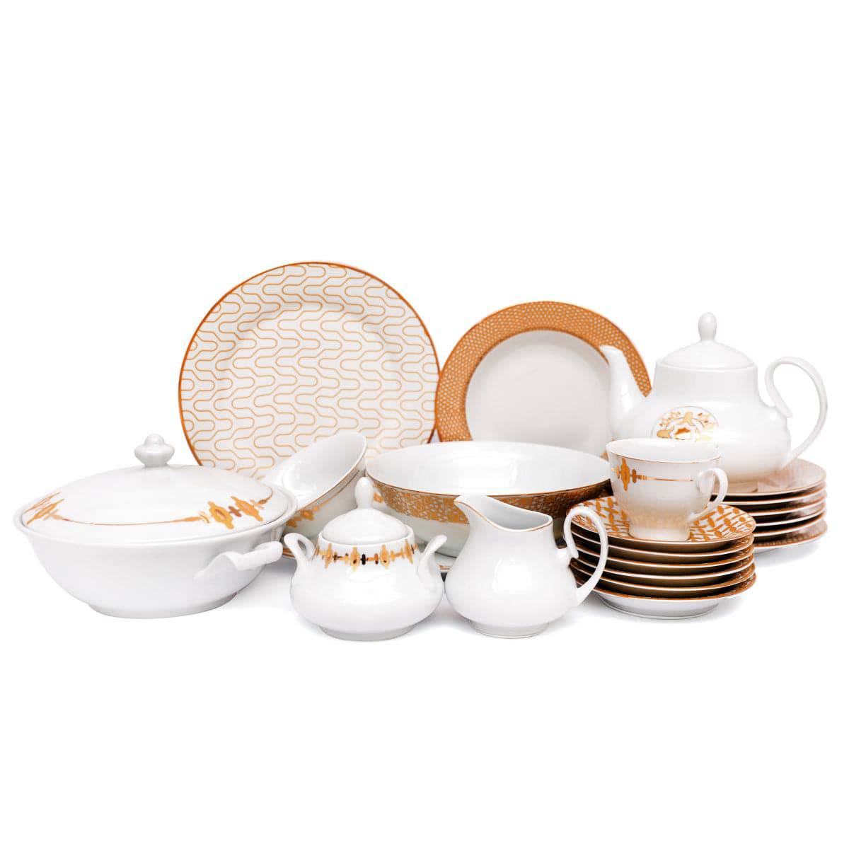45Pcs Dinner Set (Gold Chevron)